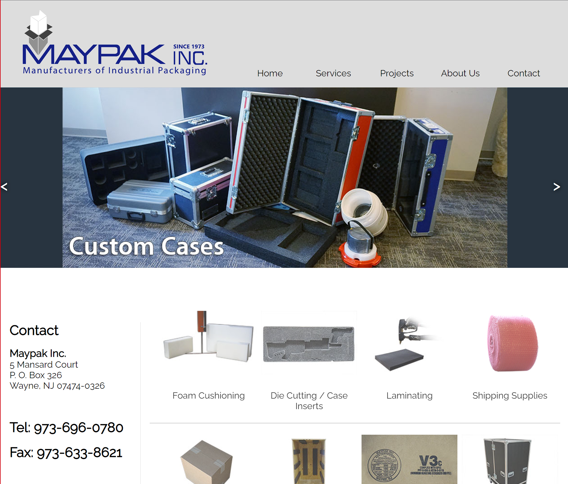 Maypak website homepage